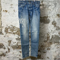 Amiri Distressed Side Spell Blue Denim Jeans Sz 32