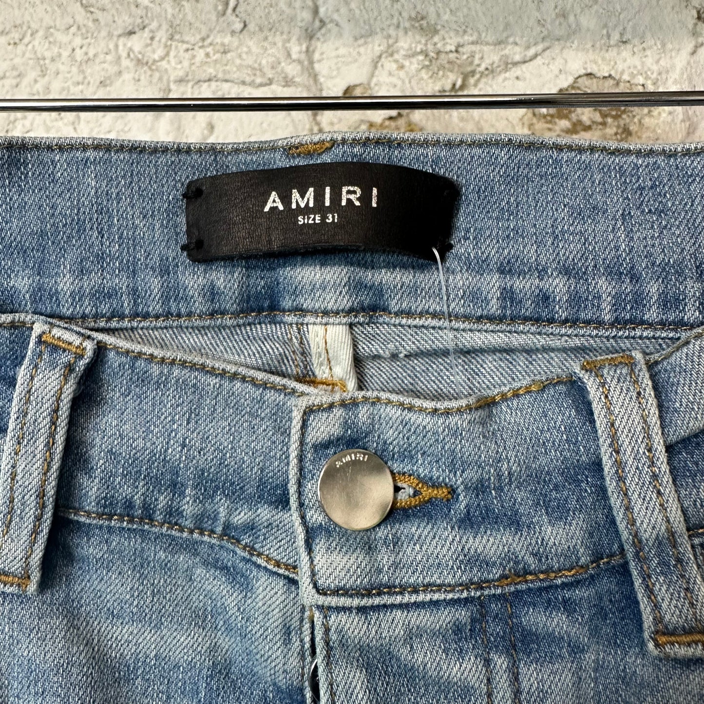 Amiri Paint Drip Spell Blue Denim Jeans Sz 31