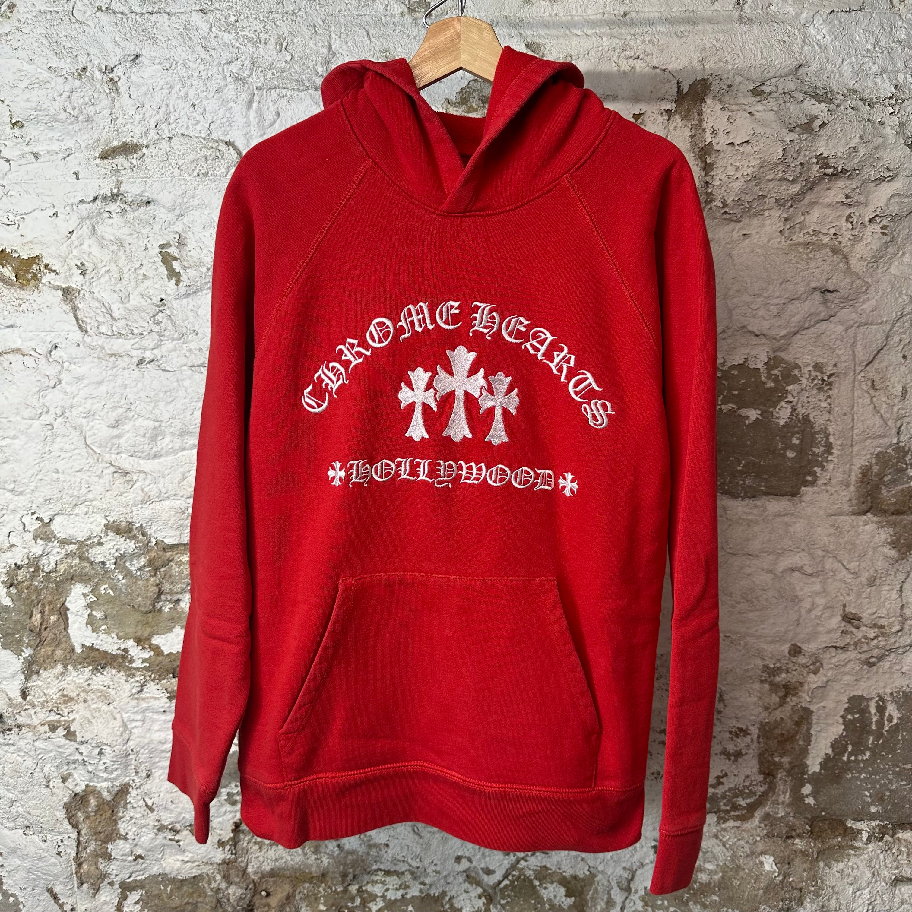 Chrome Hearts Triple Cross Hollywood Red Hoodie Sz L