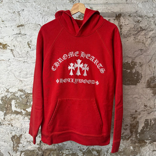 Chrome Hearts Triple Cross Hollywood Red Hoodie Sz L