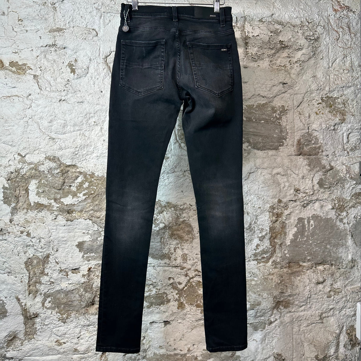 Amiri MX1 Cream Suede Black Denim Jeans Sz 28