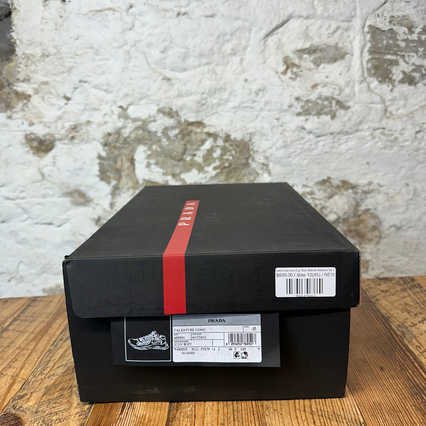 Prada Americas Cup Grey Rubber Sneaker Sz 12 (45) DS
