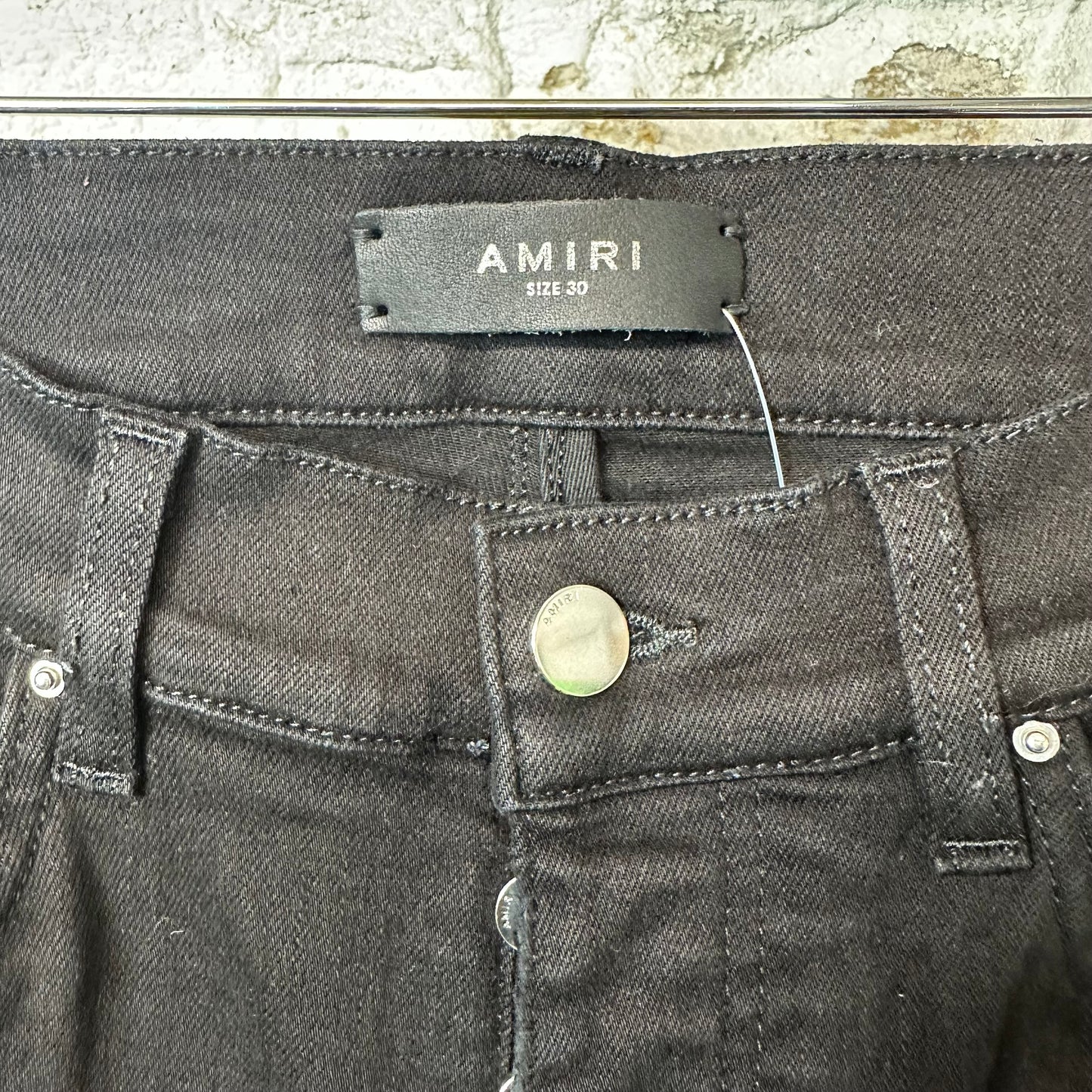 Amiri MX1 Aloha Patch Black Denim Jeans Sz 30