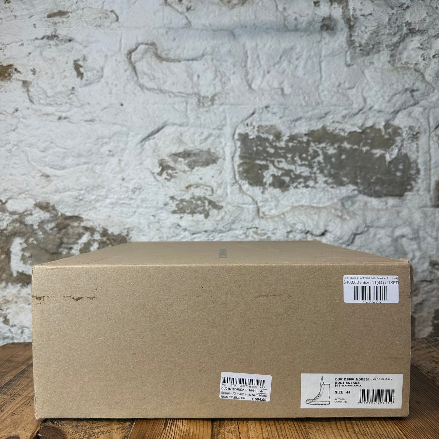 Rick Owens Boot Black Milk Sneaker Sz 11 (44)