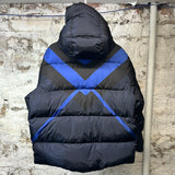 Burberry Blue Black Puffer Jacket Sz M