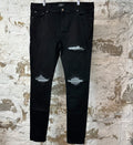 Amiri MX1 Light Blue Suede Black Denim Jeans Sz 38
