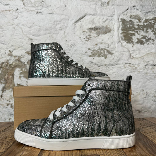 Christian Louboutin High Green Silver Sparkle Sneaker Sz 8.5 (41.5)