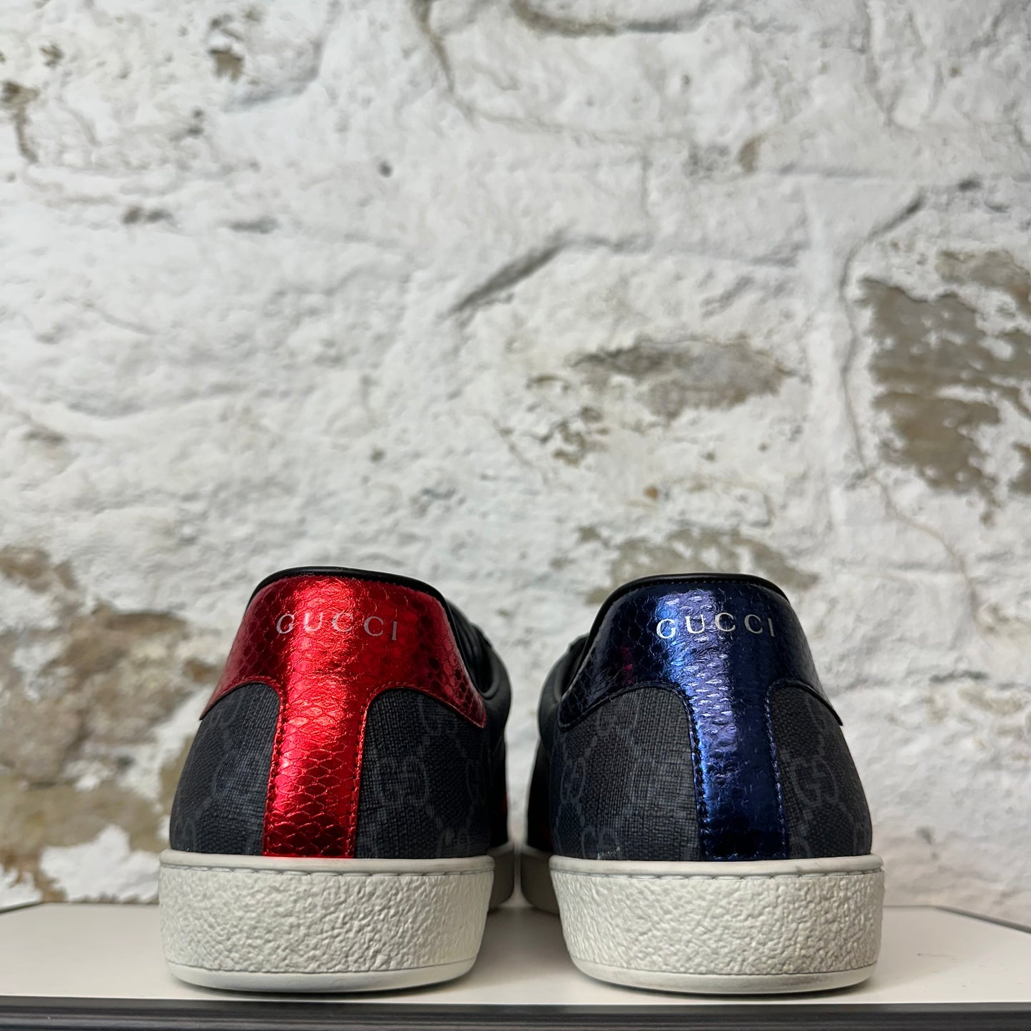 Gucci Black Monogram Red Tab Ace Sneaker Sz 10