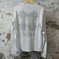Amiri Crystal AM Logo L/s White Sz M (Stained)