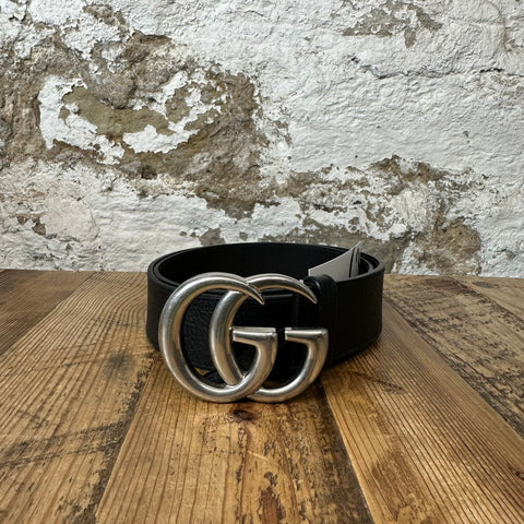 Gucci Silver GG Buckle Black Belt Sz (85/34)