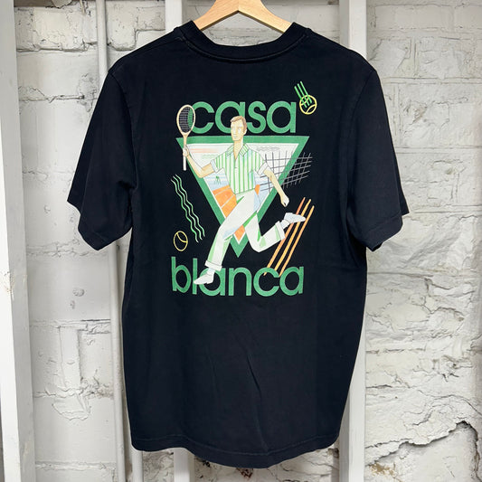 Casablanca Tennis Green Triangle T-Shirt Sz M