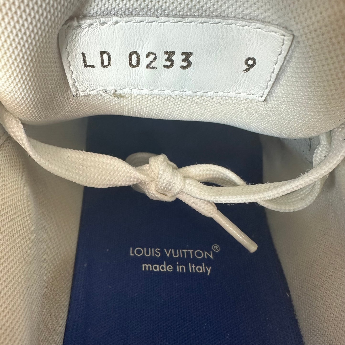 Louis Vuitton Blue Velour Monogram White Trainer Sneaker Sz 10.5 (9LV)