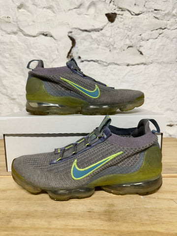 Nike Vapormax 2021 Flyknit Grey Liquid Lime Sz 9