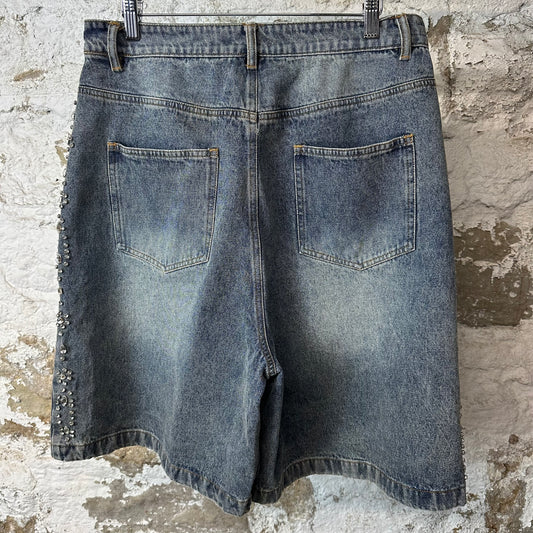 Vale Rhinestone Blue Denim Shorts Sz 30