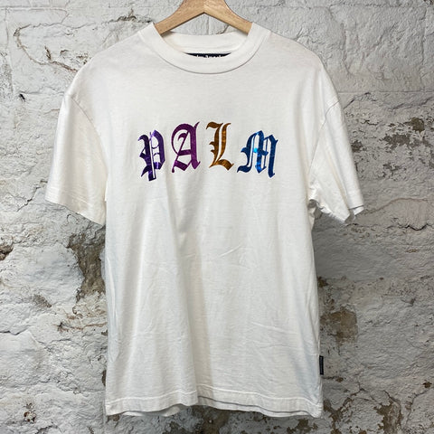 Palm Angels Rainbow Spellout T-shirt White Sz S