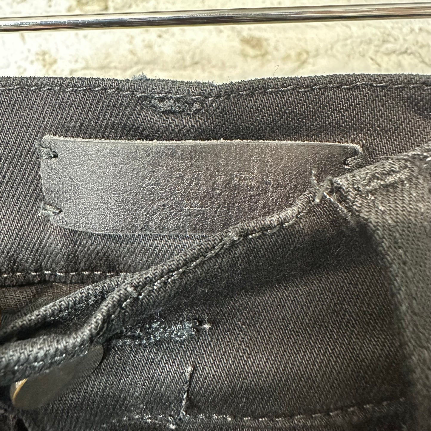 Amiri MX1 Black Leather Black Denim Jeans Sz 31