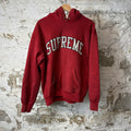 Supreme Grey Spellout Red Sparkle Hoodie Sz M