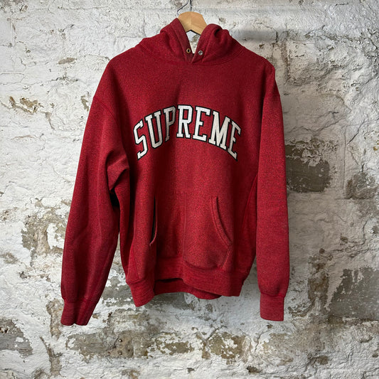 Supreme Grey Spellout Red Sparkle Hoodie Sz M