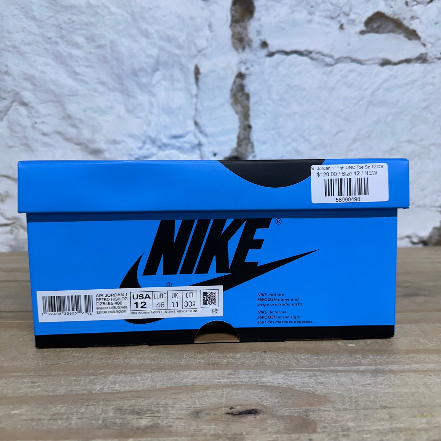 Air Jordan 1 High UNC Toe Sz 12 DS