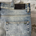 Amiri MX1 Tie Dye Patch Washed Blue Denim Jeans Sz 33