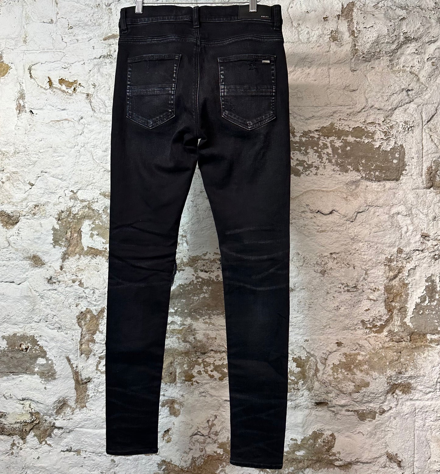 Amiri MX1 Red Suede Black Denim Jeans Sz 31