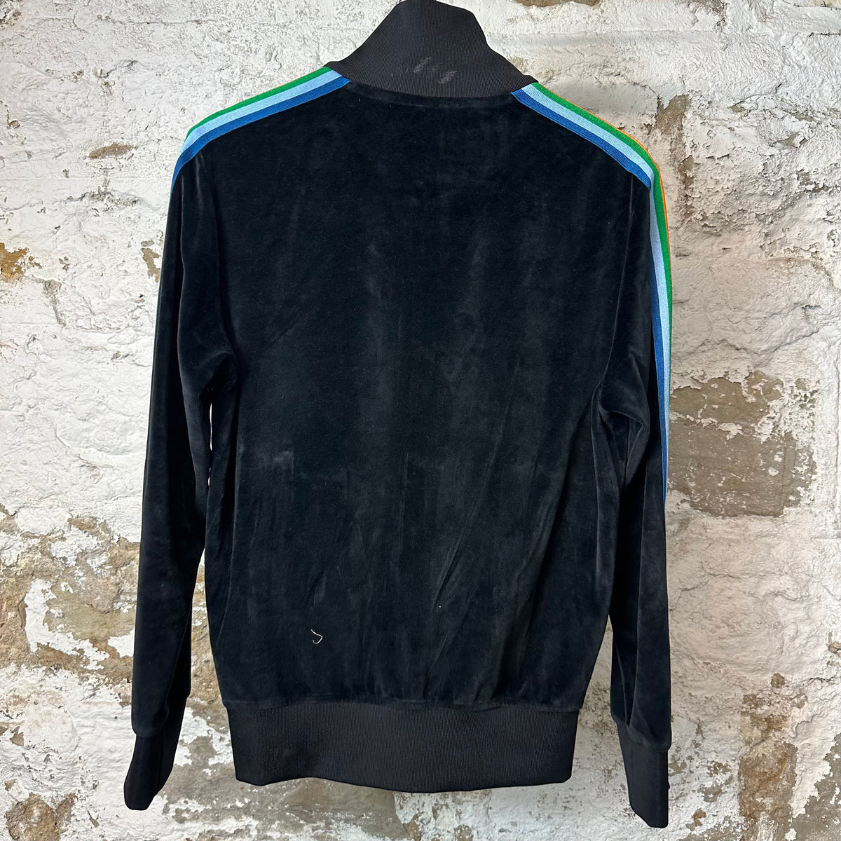 Palm Angels Rainbow Black Velour Track Jacket Sz S