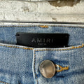 Amiri MX1 Cream Suede Blue Denim Jeans Sz 34