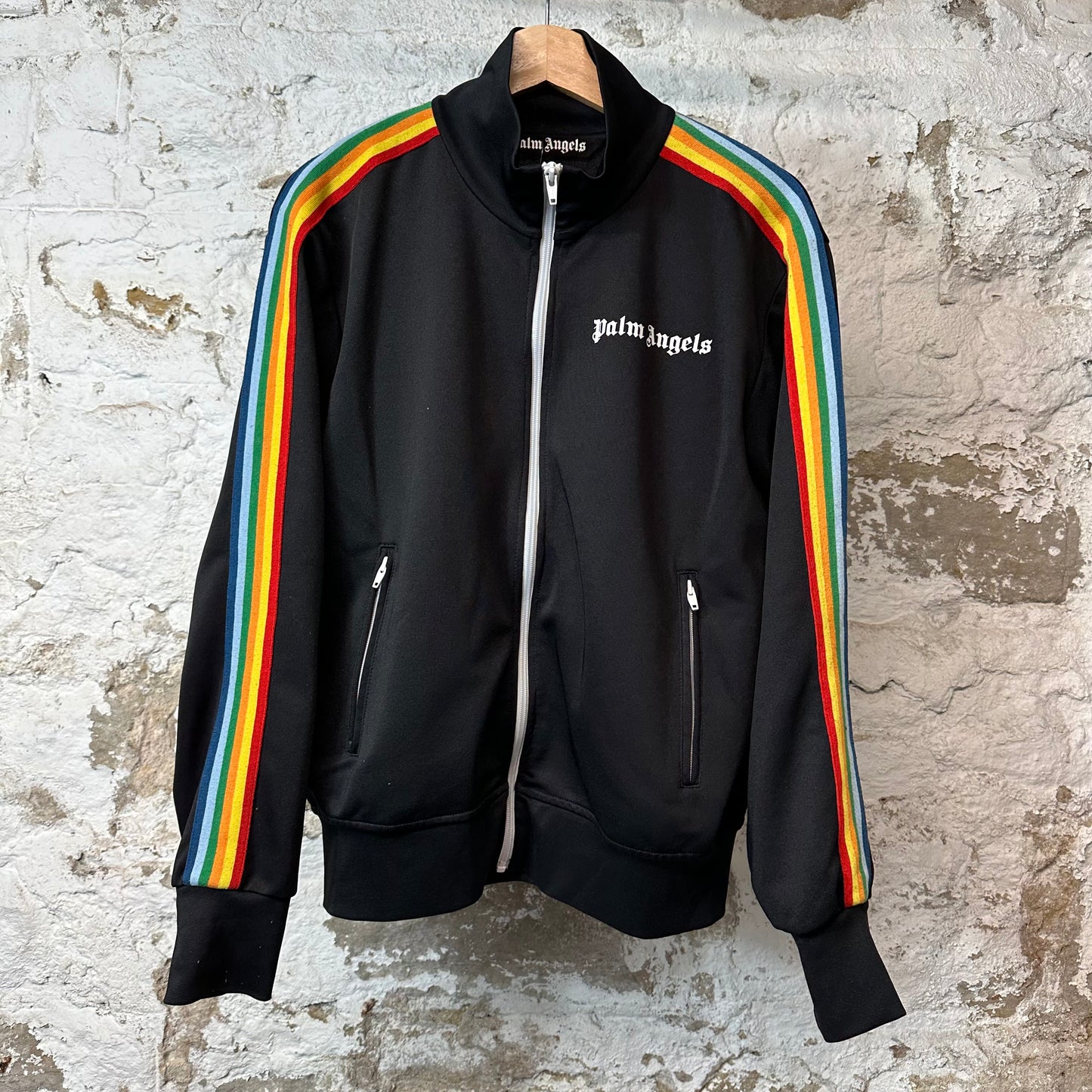 Palm Angels Rainbow Black Track Jacket Sz M
