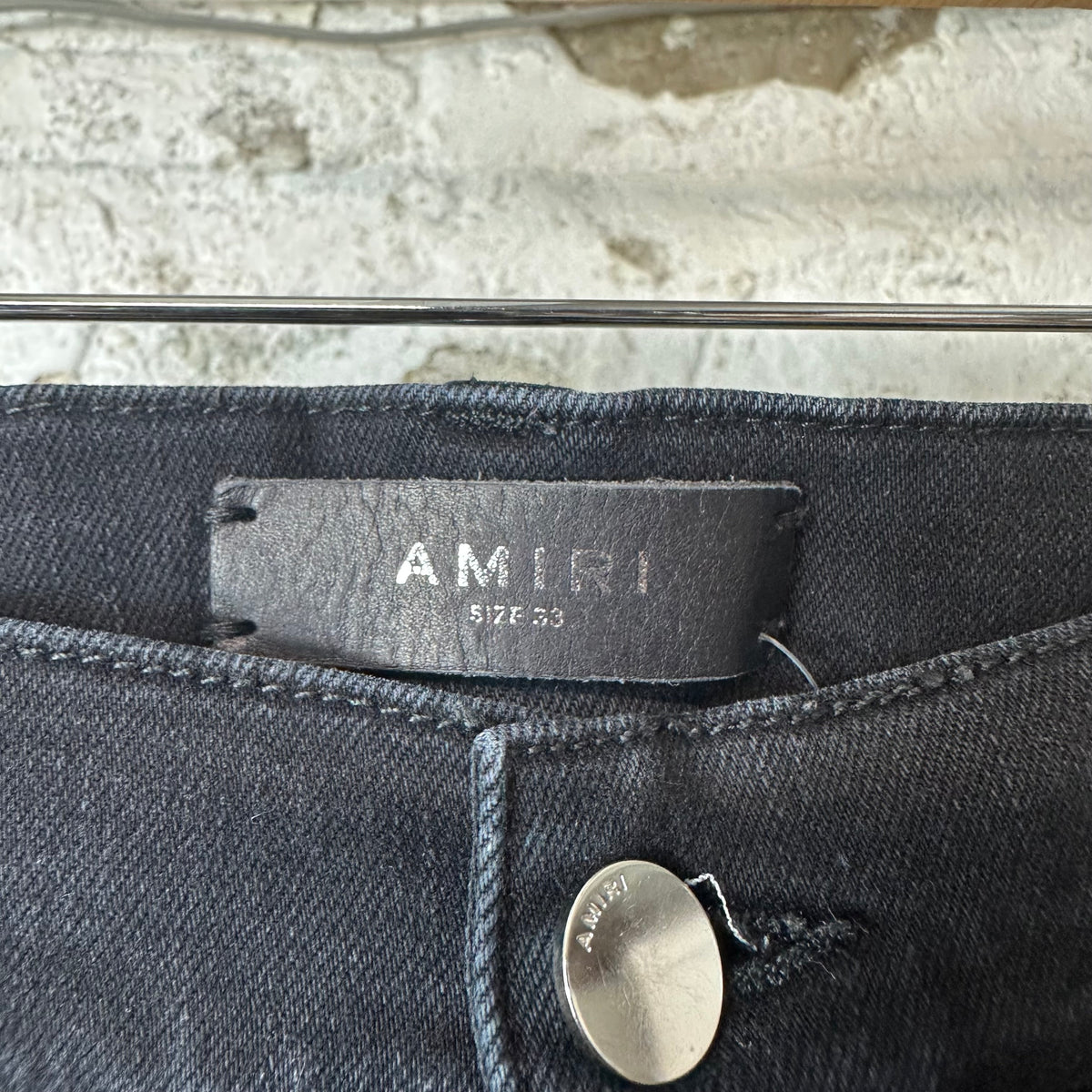 Amiri MX1 Grey Art Patch Black Denim Jeans Sz 33