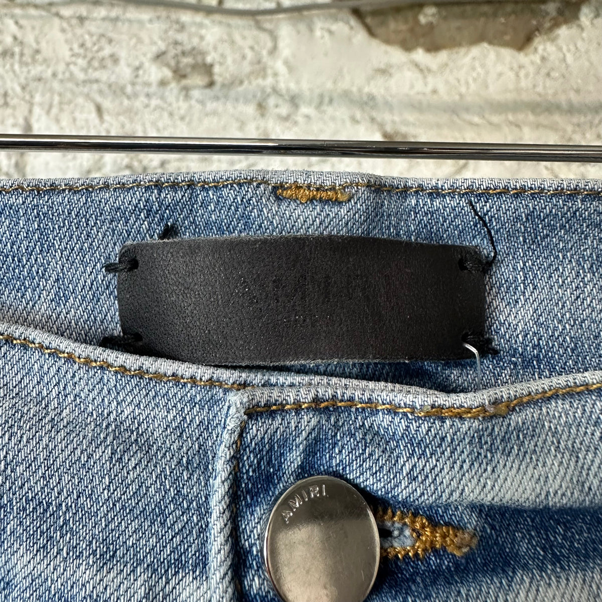 Amiri MX1 Denim Patch Blue Denim Jeans Sz 31