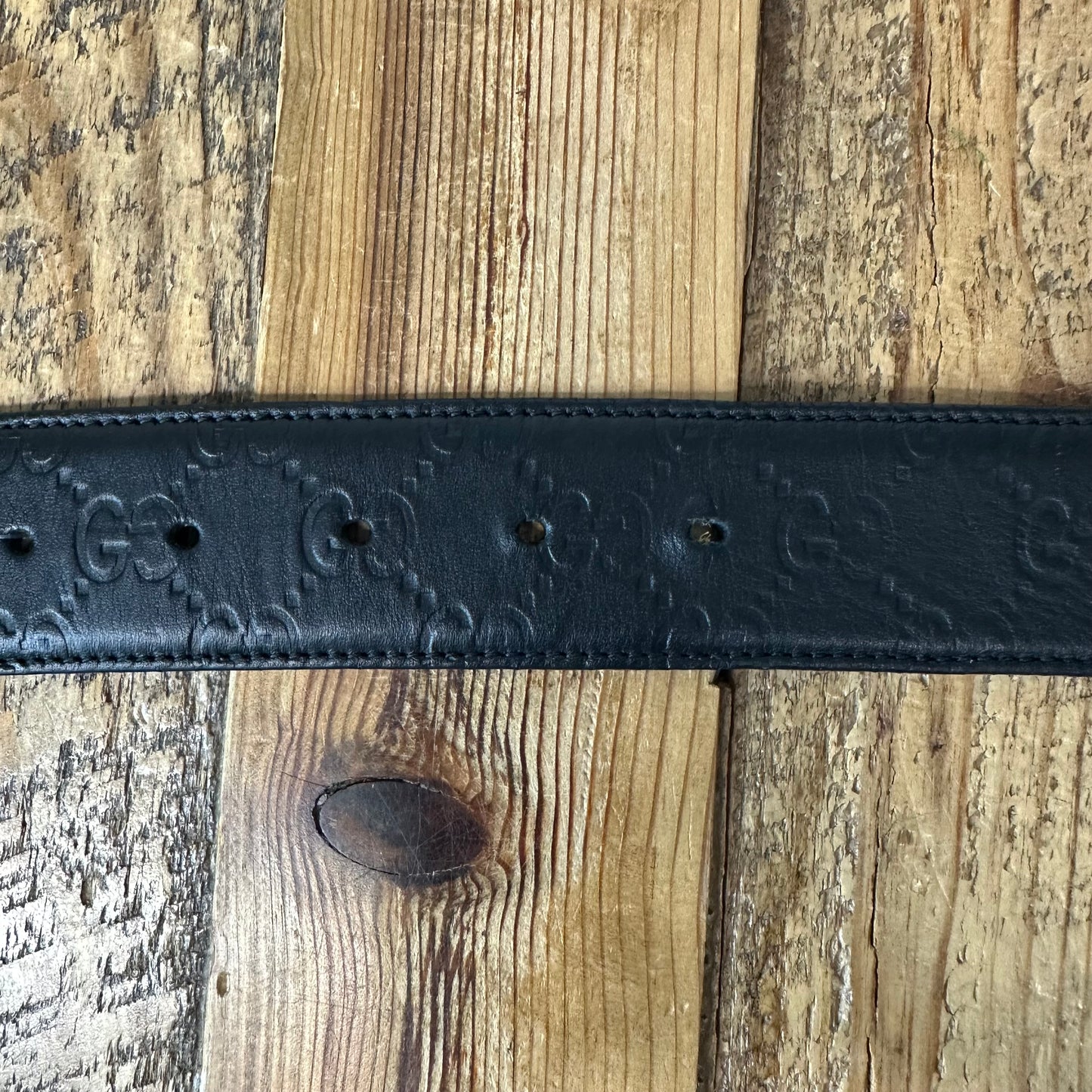 Gucci Black Embossed GG Monogram Belt Sz (105/42)