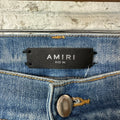 Amiri MX1 Black Leather Blue Denim Jeans Sz 36