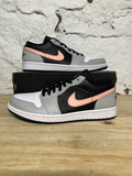 Air Jordan 1 Low Black Grey Pink Sz 10.5 DS