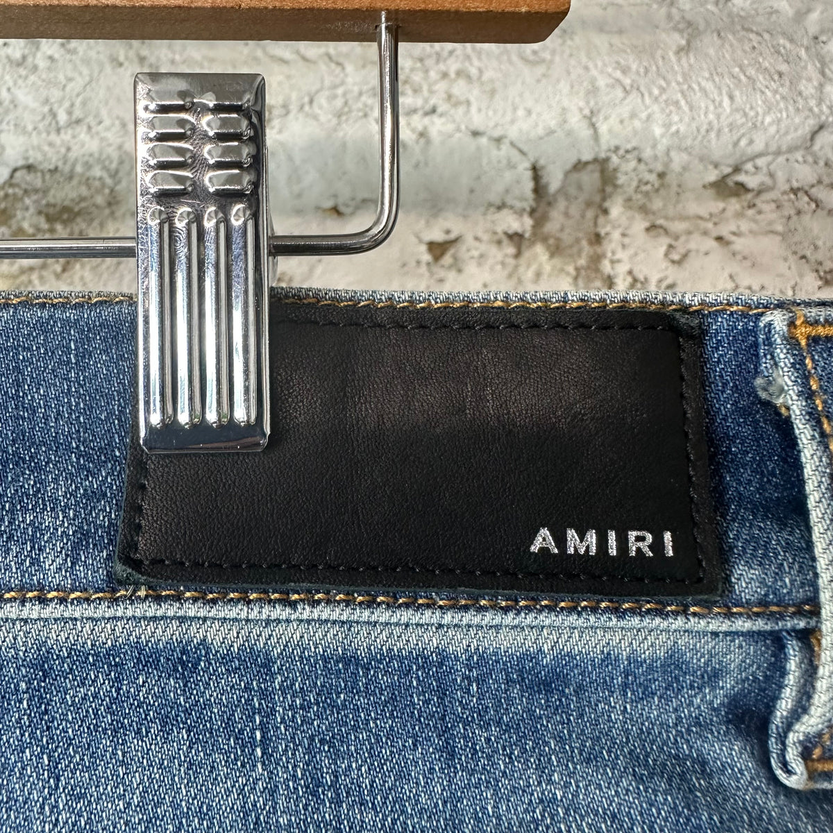 Amiri Green Camo Bones Blue Denim Jeans Sz 33