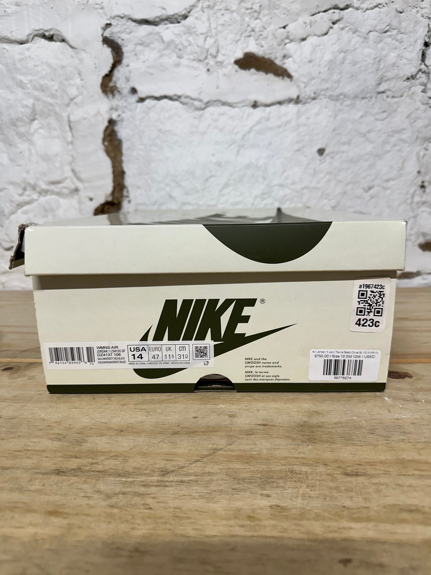 Air Jordan 1 Low Travis Scott Olive Sz 12.5 (14W)
