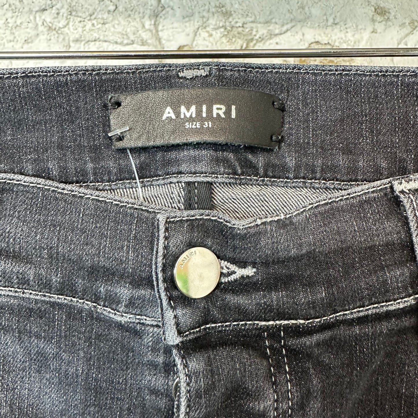 Amiri MX1 Black Paisley Grey Denim Jeans Sz 31