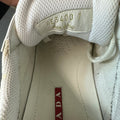 Prada Americas Cup White Patent Grey Sneaker Sz 7