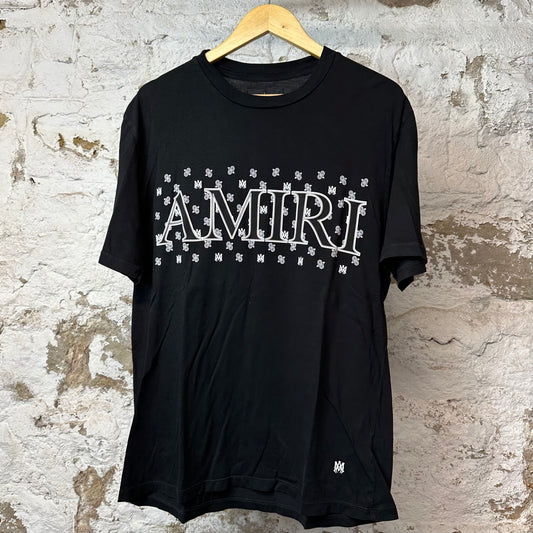 Amiri White Paisley Spell Black T-shirt Sz M