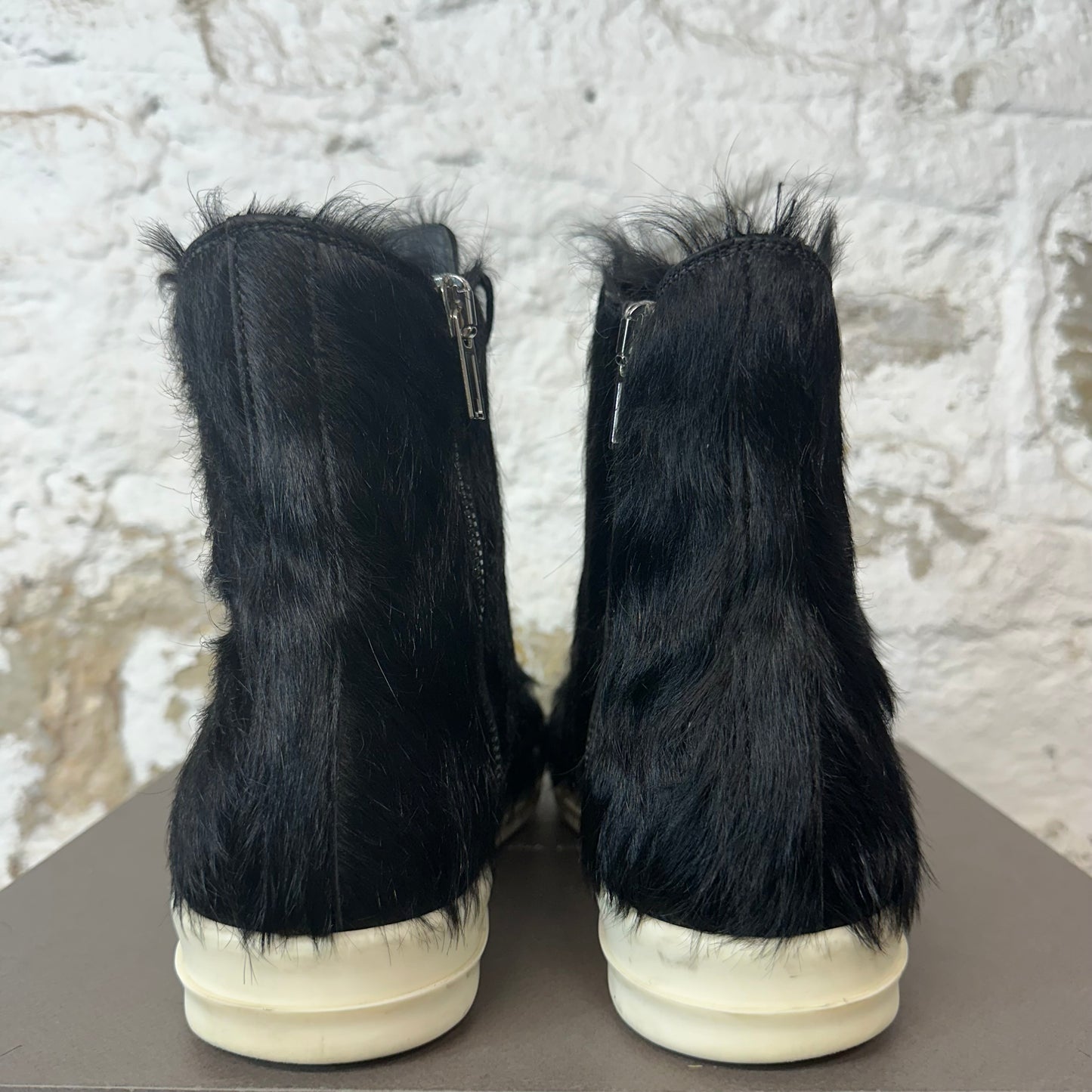 Rick Owens High Black Pony Hair Milk Sneaker Sz 10 (43)