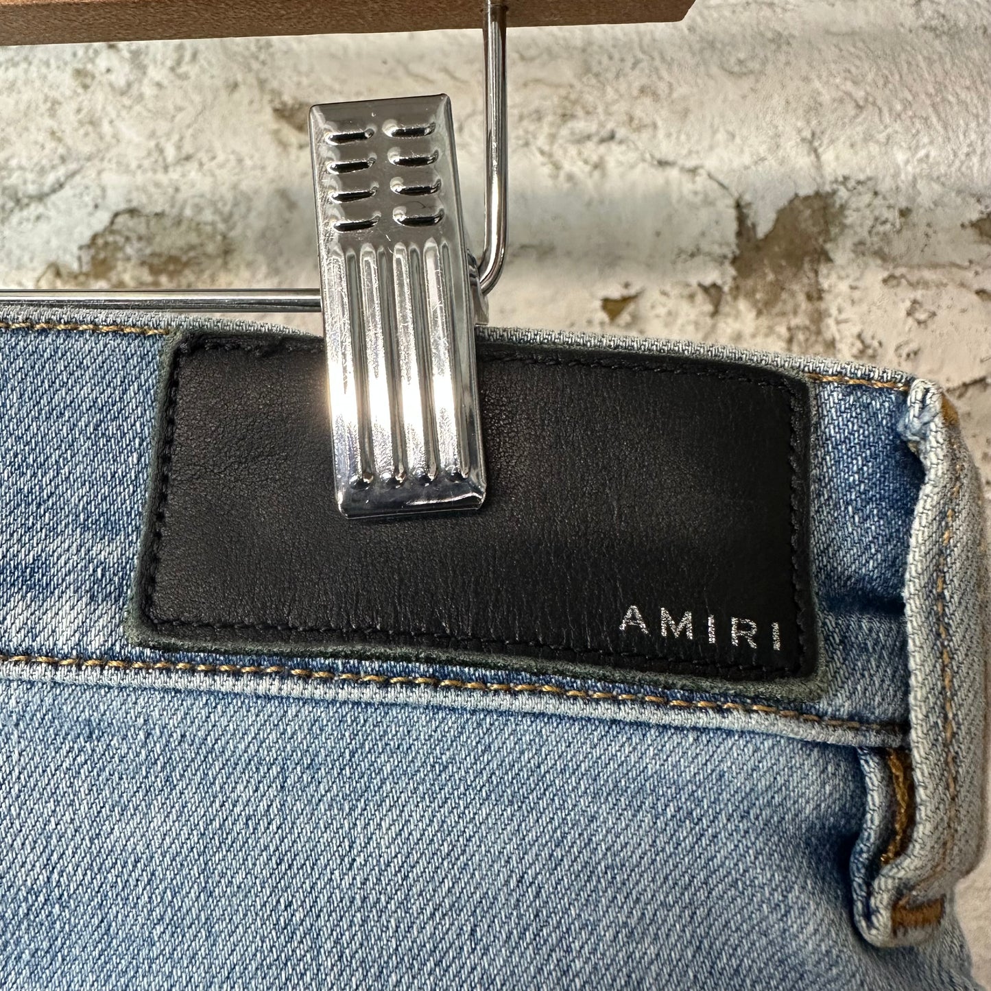 Amiri MX1 Yellow Suede Blue Denim Jeans Sz 31