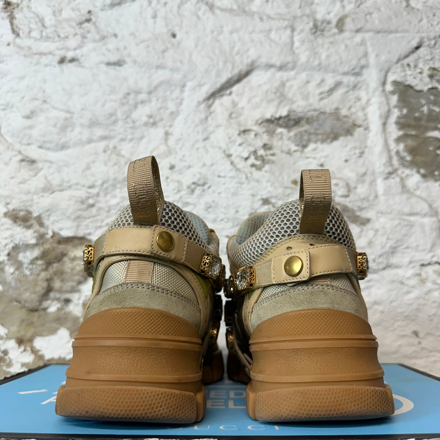 Gucci Flashtrek Crystal Beige Sneaker Sz 4.5 (36.5)