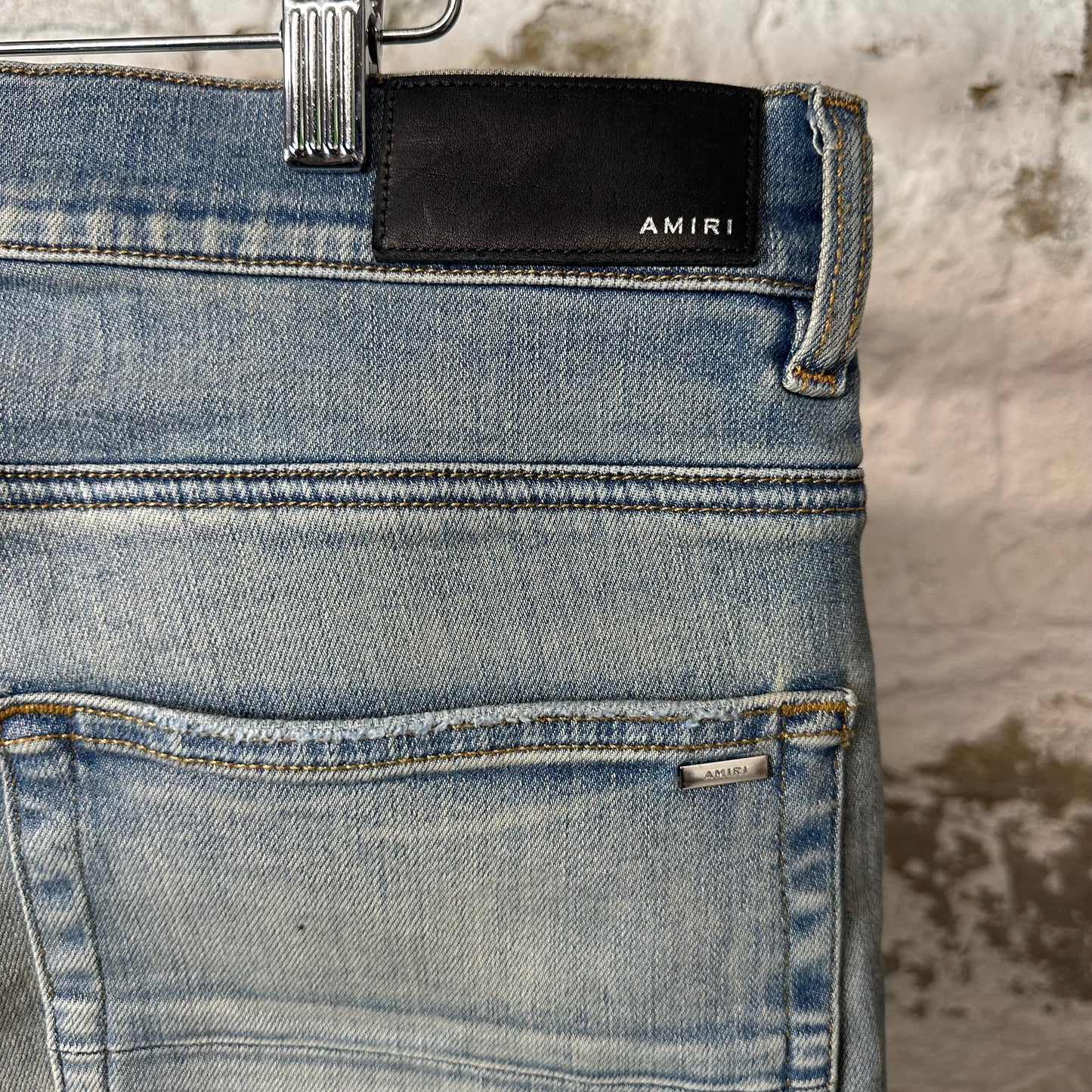 Amiri MX1 Blue Suede Blue Denim Jeans Sz 34