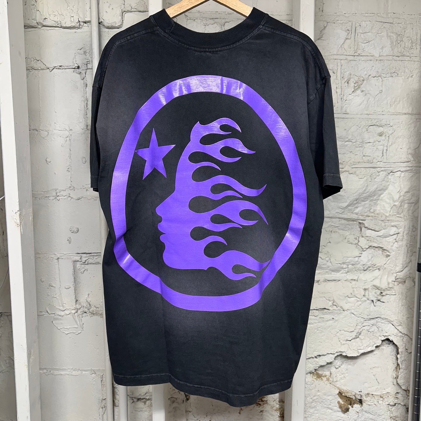 Hellstar Purple Spellout Black T-Shirt Sz M