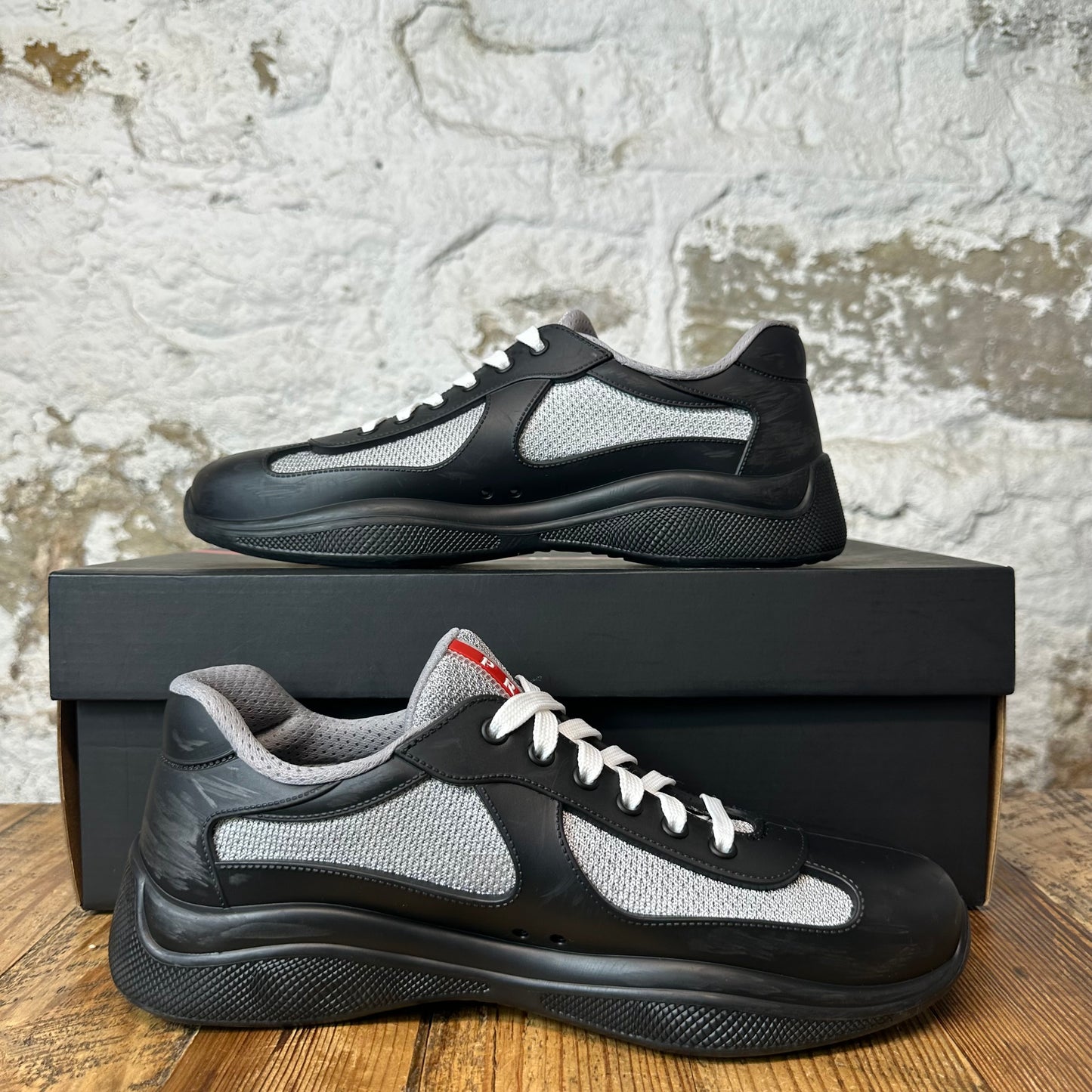 Prada Americas Cup Black Rubber Sneaker Sz 8 (41)