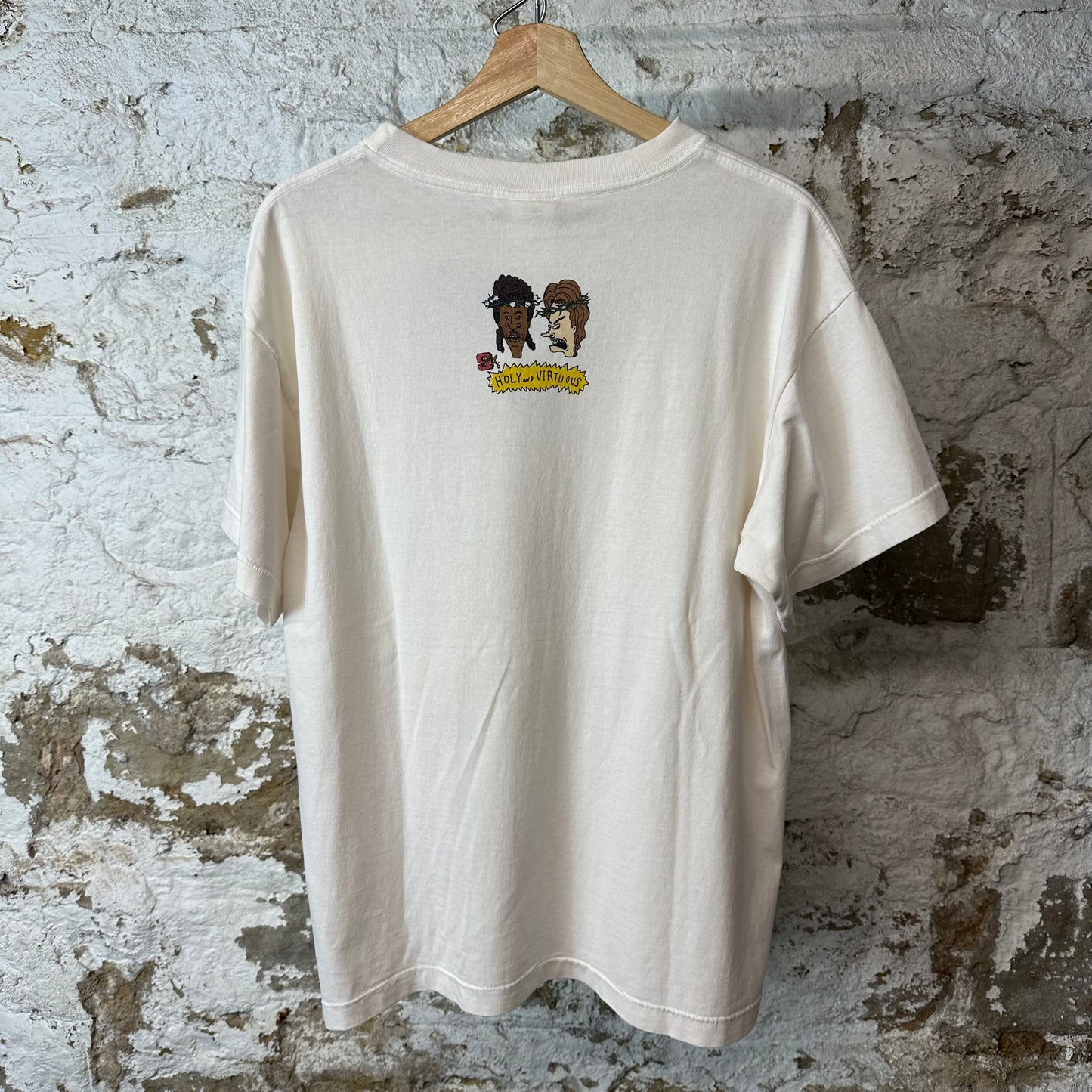 Saint Michael Denim Tears Beavis White T-Shirt Sz S