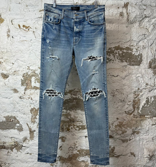 Amiri MX1 Black Playboy Blue Denim Jeans Sz 33