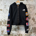 Bottega Desires Sleeve Logos Black Zip Up Hoodie Sz S