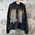 Who Decides War Flame Black Zip Up Hoodie Sz M