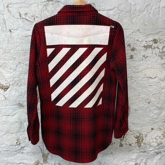 Off White Red Plaid Flannel Sz XXS