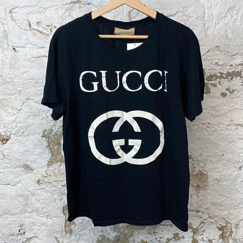 Gucci White Spell-Out T-Shirt Black Sz M